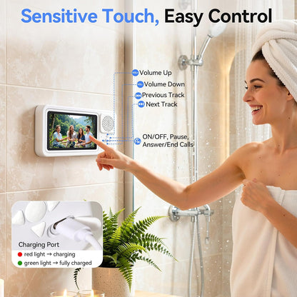 Waterproof Wireless Bluetooth Speaker with Shower Phone Holder