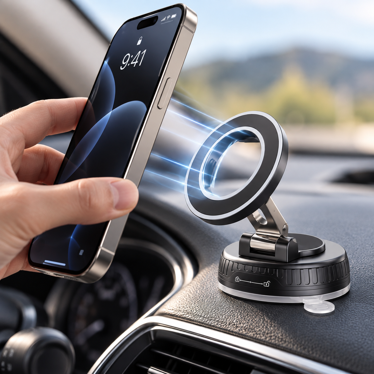 360° Magnetic Car Phone Holder – MagSafe Compatible