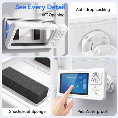 Waterproof Wireless Bluetooth Speaker with Shower Phone Holder
