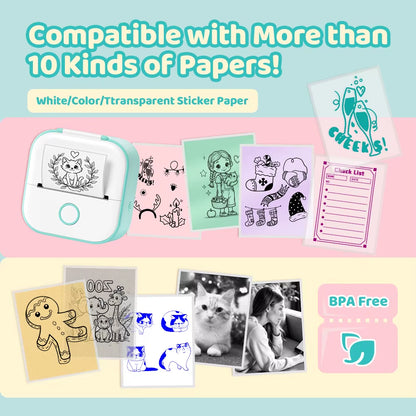 T02 Mini Wireless Pocket Printer – Inkless Sticker & Label Printer