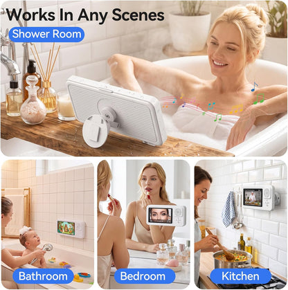 Waterproof Wireless Bluetooth Speaker with Shower Phone Holder