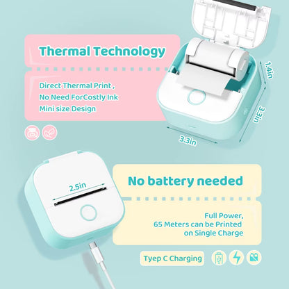 T02 Mini Wireless Pocket Printer – Inkless Sticker & Label Printer